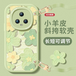 油画花适用荣耀100手机壳honor90pro女magic5pro保护套magic4至臻版 华为80防摔x40i硅胶x40gtpro全包50斜挎绳