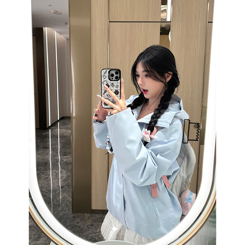 LDAB远山蓝冲锋衣外套女2025夏季