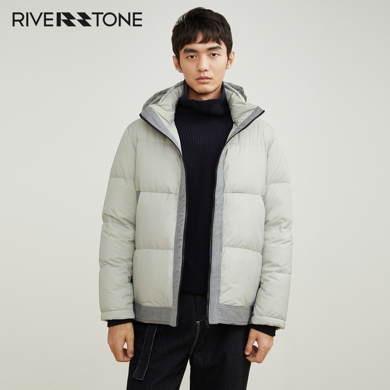 流石男装冬装高端休闲连帽2025年冬季户外短款羽绒服新款保暖外套