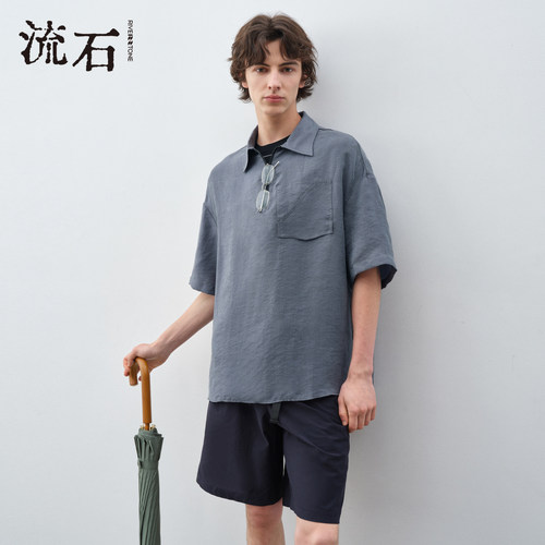 商场同款流石男装赛丽晶短袖衬衫