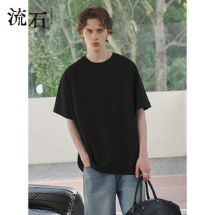 商场同款 新款 流石男装 T恤2026年夏季 简约刺绣上衣 莱赛尔短袖