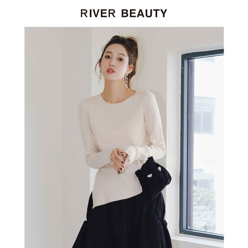 【柳哥优选】RB 时尚简约品牌冬季不对称羊毛衫毛衣 RM21439034