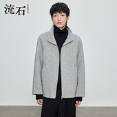 保暖立领羊毛呢子外套2025年冬季 新款 男士 流石男装 菱形格时尚 夹克