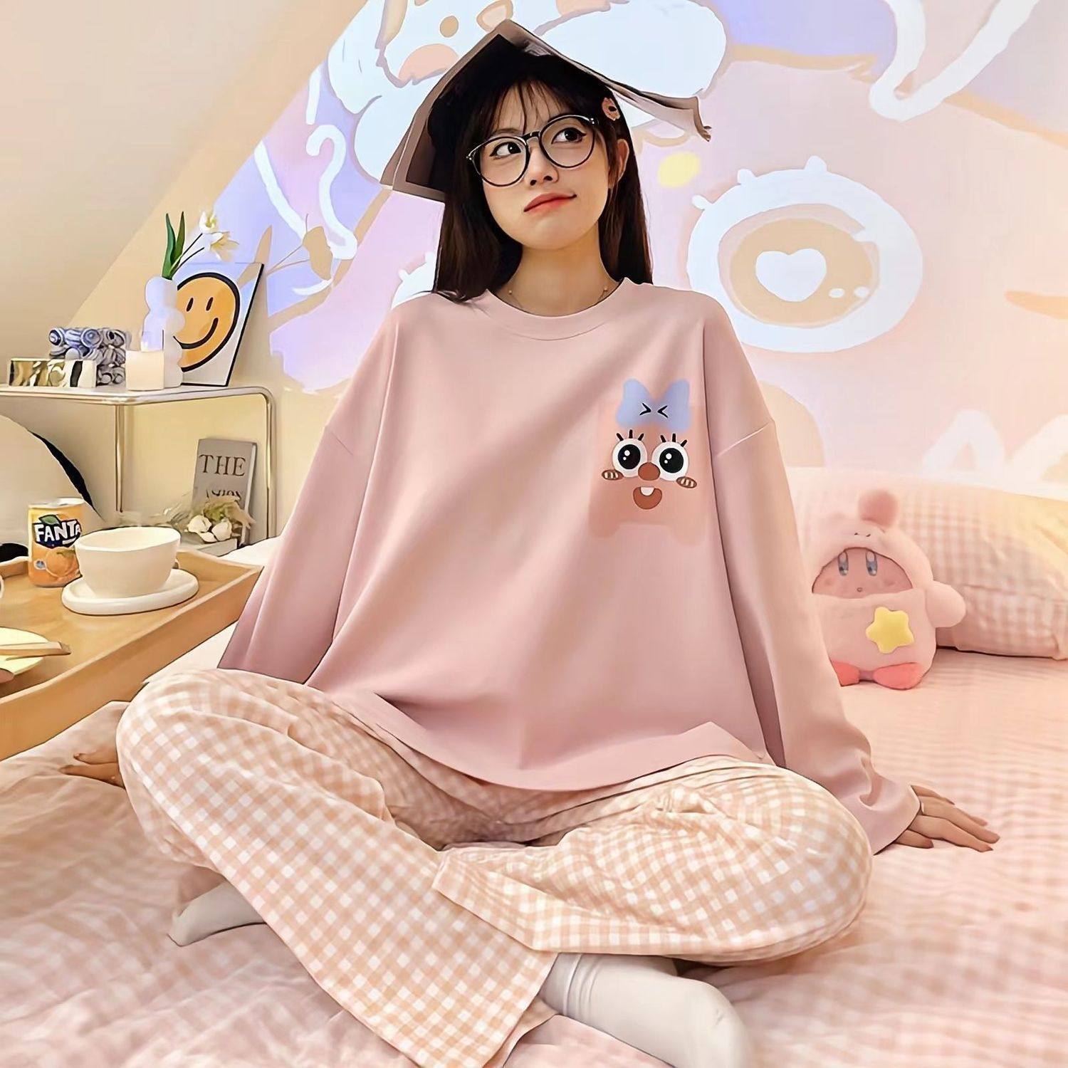 新款睡衣女套装卡通韩版少女薄款