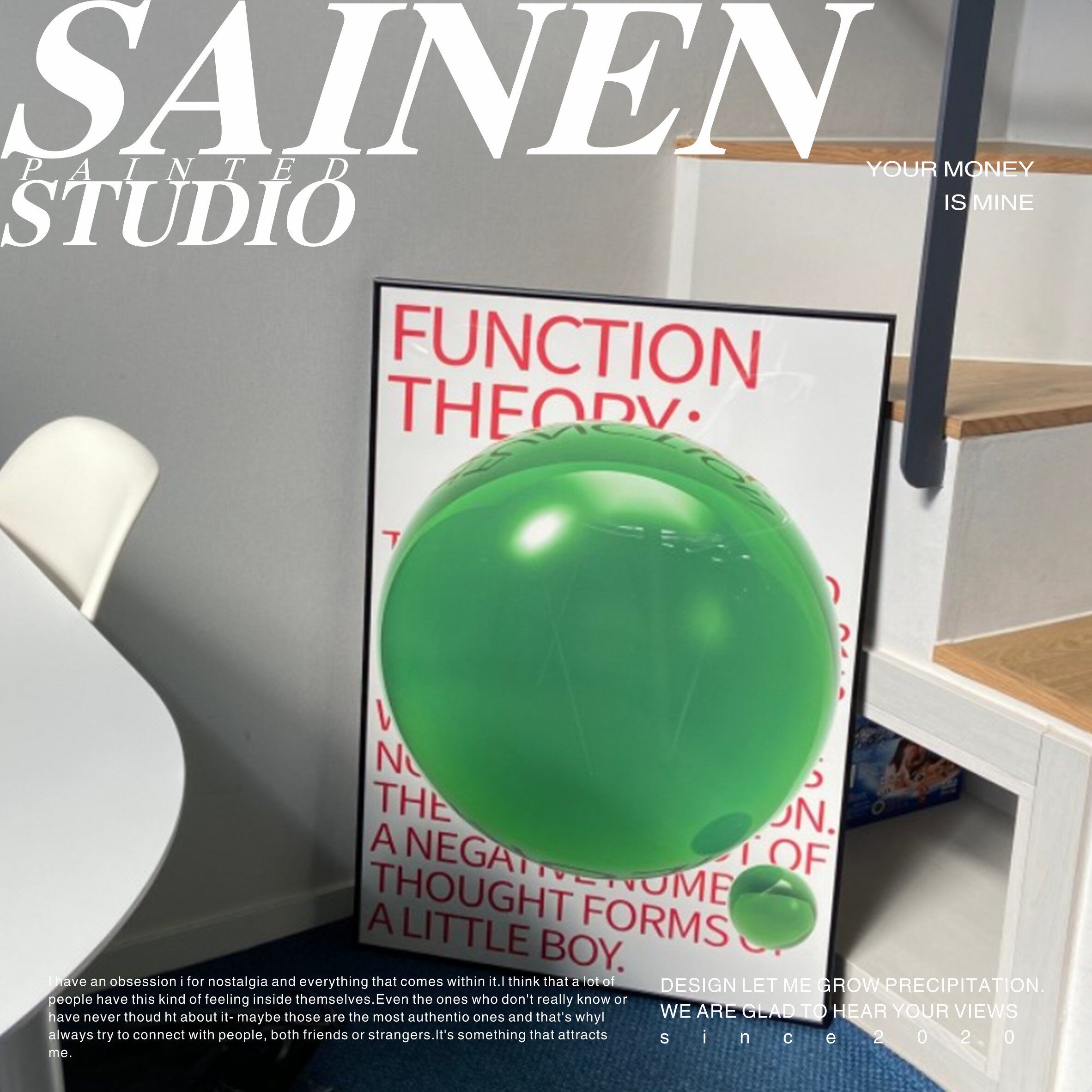 韩国ins 风拍照海报圆形绿色现代简约立体色块包豪斯客厅装饰画