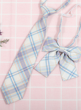 日系韩版条纹jk/dk学院风男女红绀灰蓝衬衫配饰免打领带领花套装