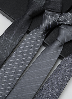 领带灰色免打男正装商务职业韩版西装面试懒人拉链一易拉得潮领带