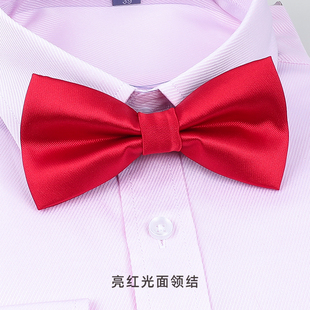 亮红光面领结男士领结伴郎新郎条纹衬衫结婚婚礼英伦韩版蝴蝶结女