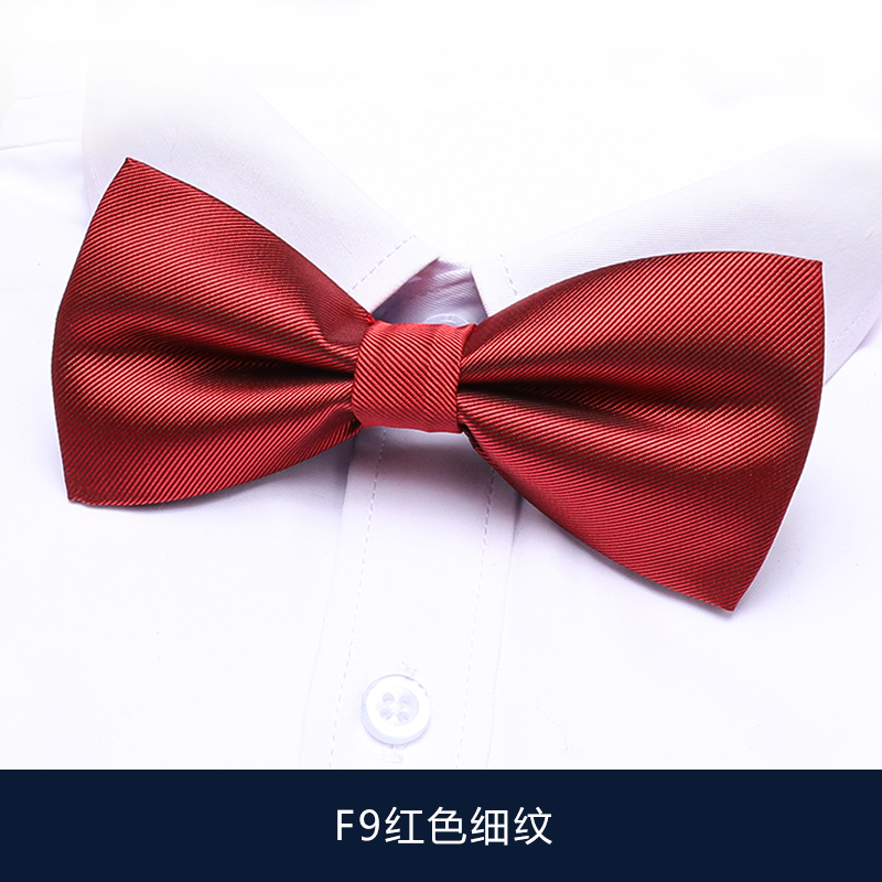 男士领结伴郎新郎酒红条纹婚礼结婚英伦韩版蝴蝶结女F9红色细纹