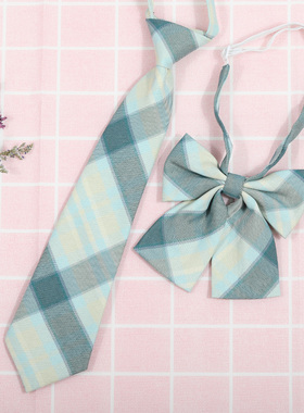 日系韩版条纹jk/dk学院风男女红绀灰蓝衬衫配饰免打领带领花套装