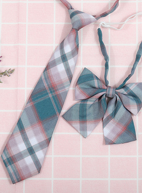 日系韩版条纹jk/dk学院风男女红绀灰蓝衬衫配饰免打领带领花套装