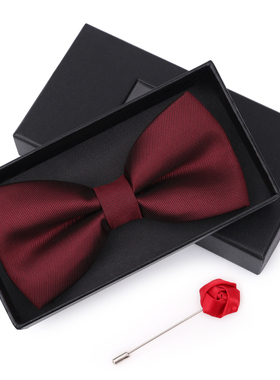 深酒红斜纹领结男结婚婚礼新郎伴郎红色西装衬衫英伦韩式蝴蝶结