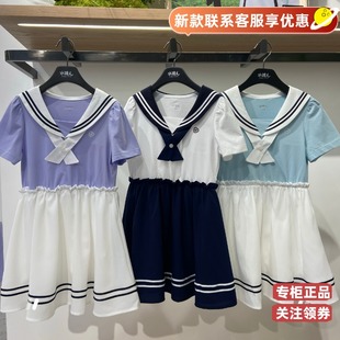 商场水孩儿童装女童连衣裙2025夏装新品中大童海军风POLO裙子