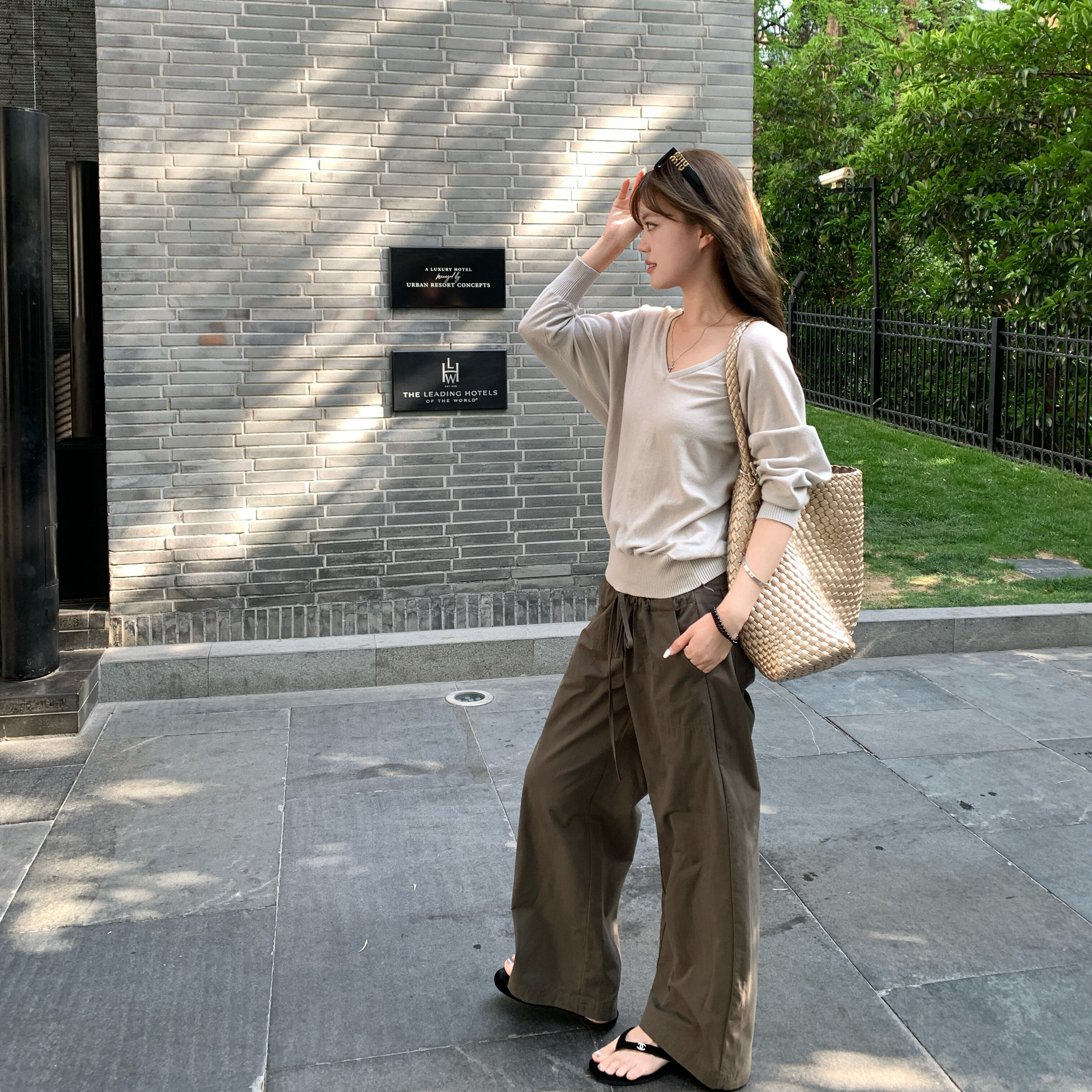 假两件轻工装风休闲裤原创设计感