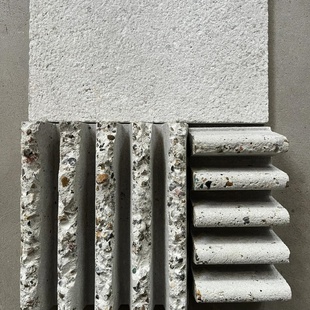 瓦楞混凝土侘寂手工粗粝肌理夯土砖背景墙吧台隔断装饰酒店民宿