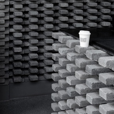 混凝土手工定制粗粝肌理夯土砖环保背景墙吧台隔断装饰酒店民宿