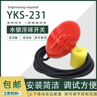 雪松YKS-231水银浮球开 关电缆式浮球液位控制器橄榄球液位计 包