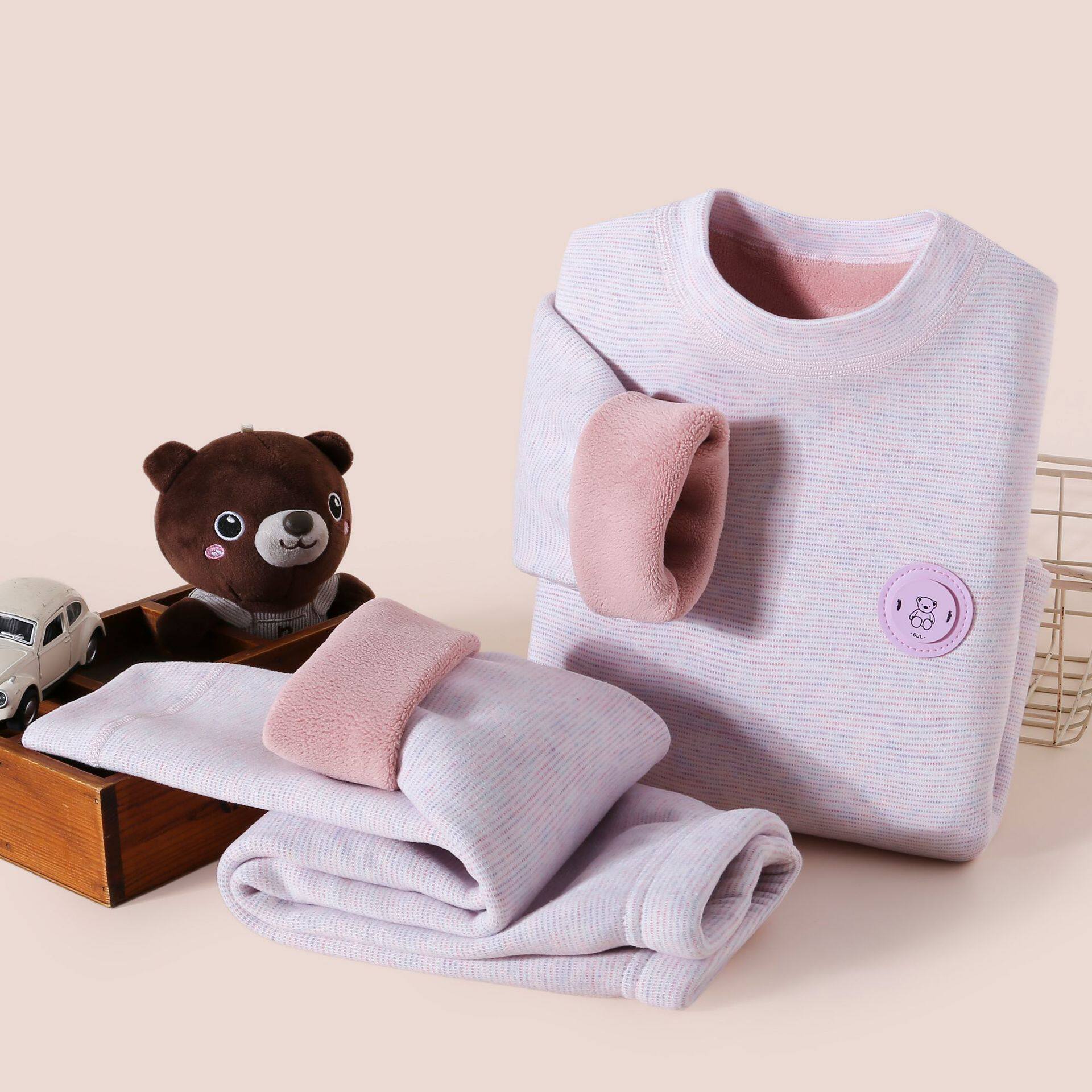 儿童保暖内衣加绒加厚秋冬新款中大男女童秋衣秋裤套装一体绒睡衣