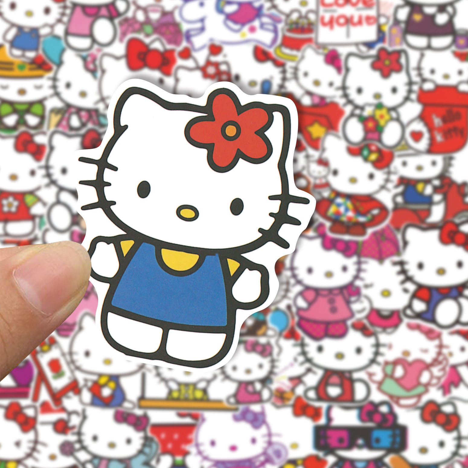 贴纸可爱kitty凯蒂猫装饰手账卡通DIY儿童电脑100张手机贴画防水