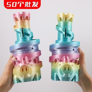 批发50个3D打印定制城堡存钱罐儿童礼物玩具硬币轨道储钱摆摊摆件