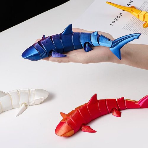 3d打印鲨鱼关节动鱼缸造景茶宠儿童洗澡玩具仿真海洋生物模型手办