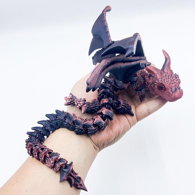 3D打印双角大飞龙带翅膀关节可活动爆款摆摊模型儿童玩具秦小龙