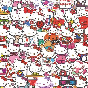 DIY贴纸kitty凯蒂猫200张装 饰卡通可爱电脑儿童贴画手帐手机壳