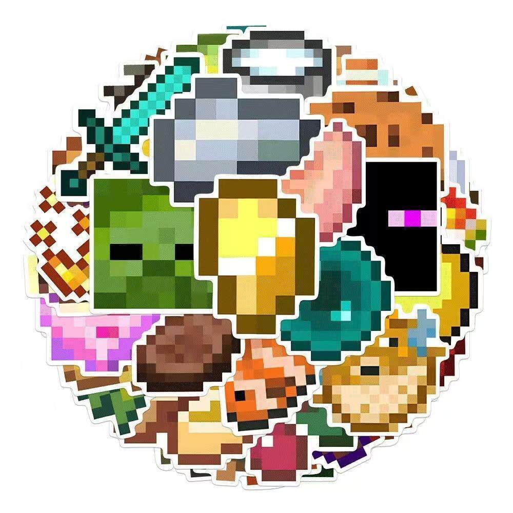 我的世界DIY张100滑板手机壳手账电脑个性贴纸创意行李箱装饰贴画