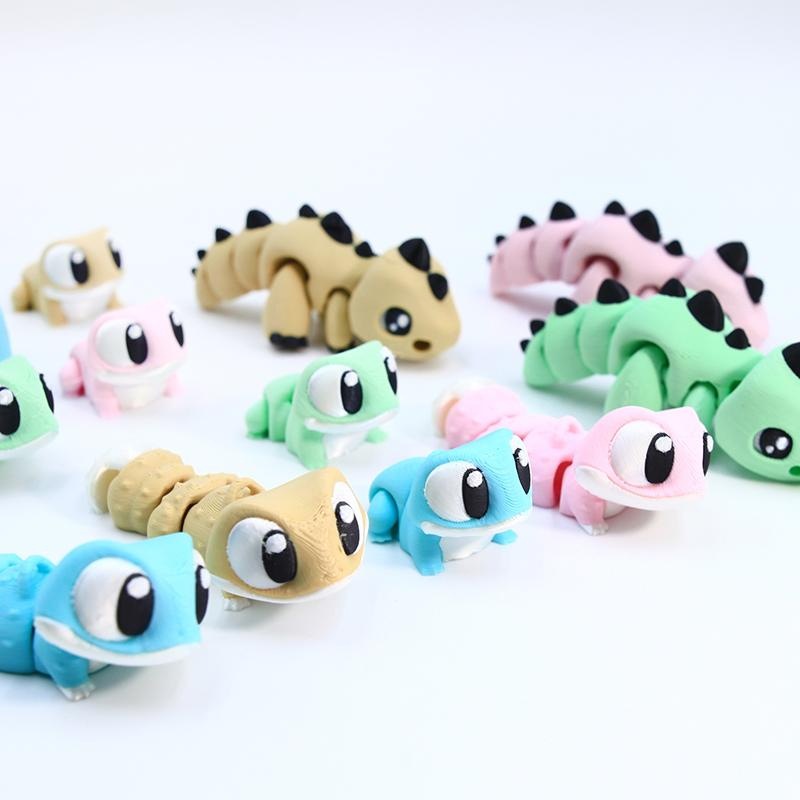 3D打印仿真守宫蛙壁虎恐龙动物模型摆摊摆件儿童玩具礼品关节可动