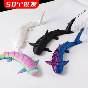 批发50个3d打印定制鲨鱼鱼缸造景茶宠儿童玩具模型大全摆摊礼物