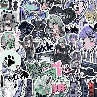 106张黑暗甜酷笔记本ins风贴纸哥特式 饰电脑手机DIY 手帐行李箱装