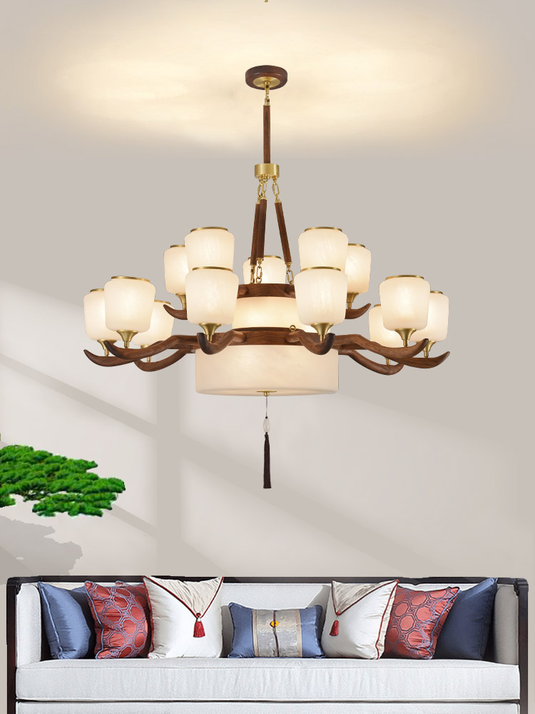 全铜黑胡桃实木卧室别墅餐厅灯