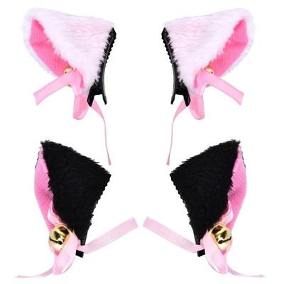 2pcs  Ears With Bell Hair Clip Fox Long Fur Hairpins Head