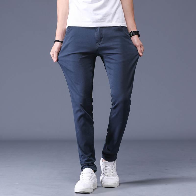 Casual Pants Men Cotton Slim Fit Chinos Fashion Trousers 38