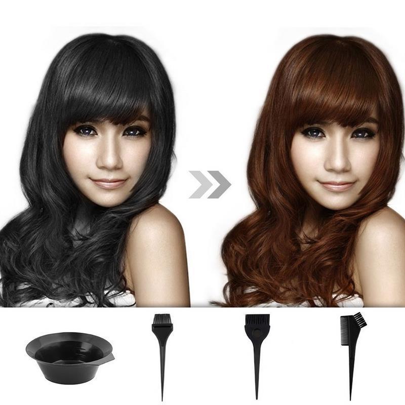 1Set Black Plastic Hair Dye Colouring Brush Comb Mixing Bowl