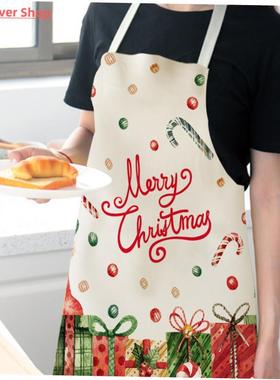 Creative Christmas Printed Women Kitchen Aprons Waterproof C