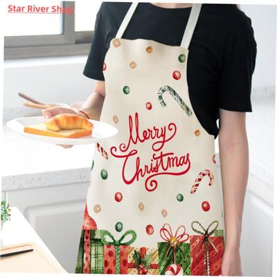 Creative Christmas Printed Women Kitchen Aprons Waterproof C