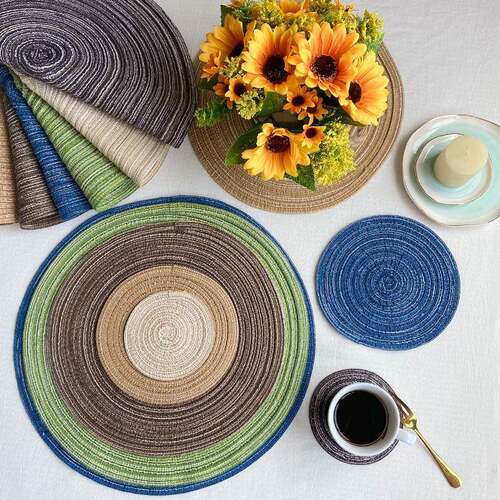 Cotton yarn woven coaster insulation pad棉纱编织杯垫隔热盘垫