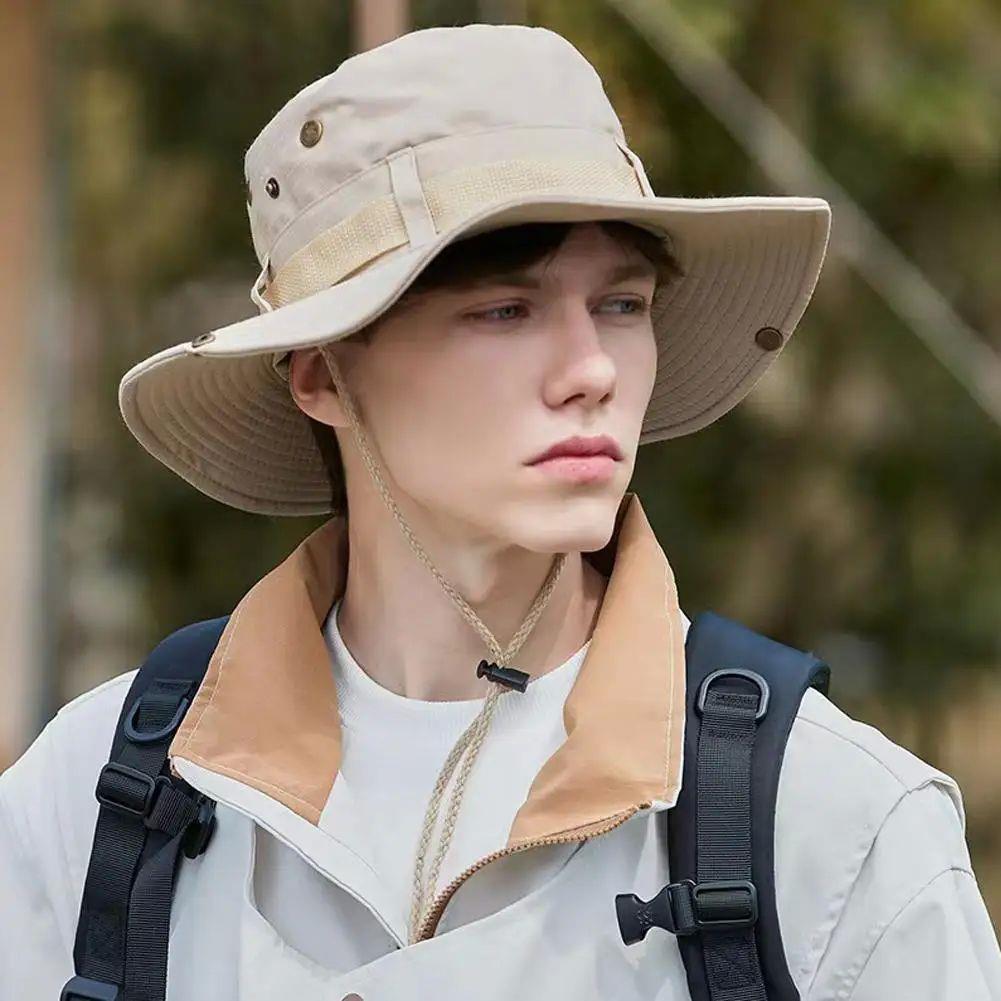 Sun Hats for Men Outdoor Fishing Cap Wide Brim Anti-UV Prote