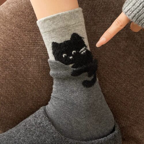 2026秋季新款女猫咪堆堆中筒袜