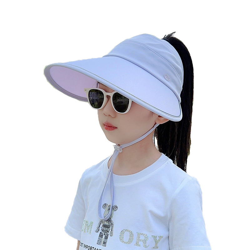 儿童帽子女童大帽檐遮阳防晒帽小女孩夏季防紫外线出游空顶太阳帽