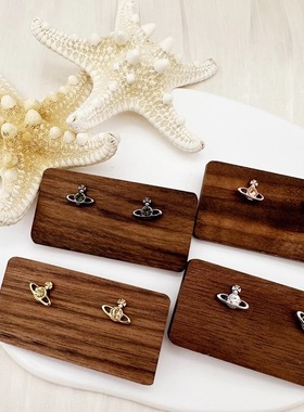 时尚简约 金银玫黑四色 单钻土星耳环--A8278