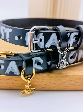 土星朋克字母立体平面项圈皮带