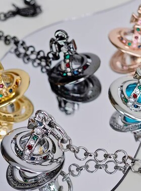 时尚个性 金玫黑银 银蓝立体10MM链条土星手链--C8082-85