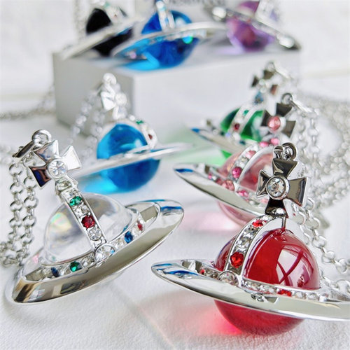 金银多色珠30CM立体土星项链