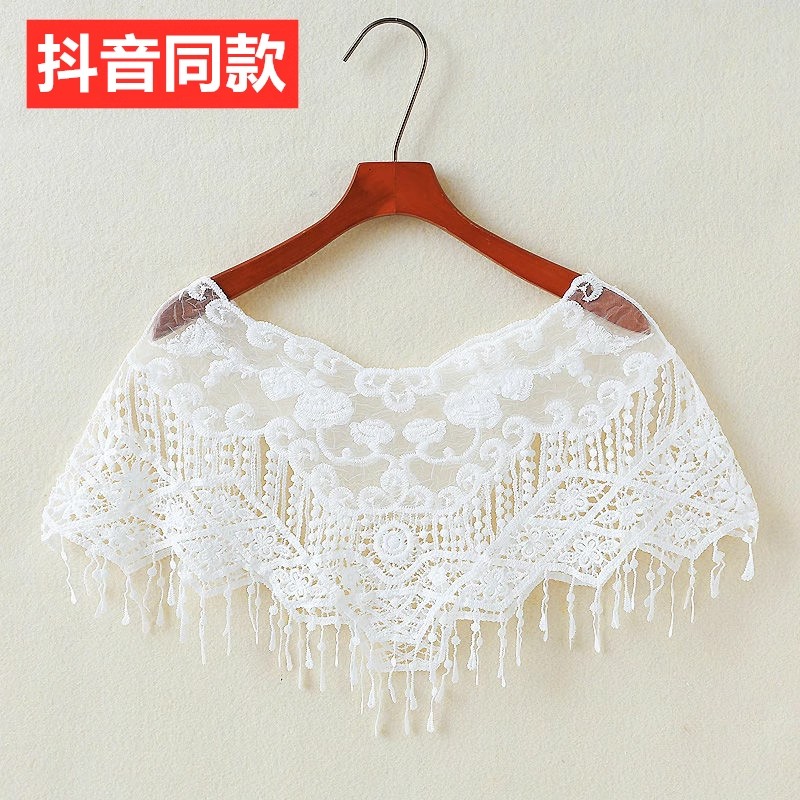 网红碎花小披肩女夏季镂空薄款百蕾丝衫/雪纺衫