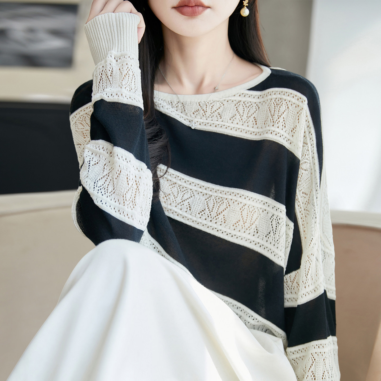 2026新款撞色秋季大码针织开衫外套女洋气中老年女装上衣秋冬毛衣