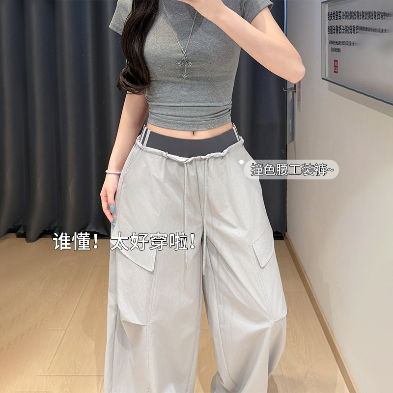 灰色工装裤女2026新款酷飒风显瘦休闲裤宽松bf慵懒风小个子运动裤