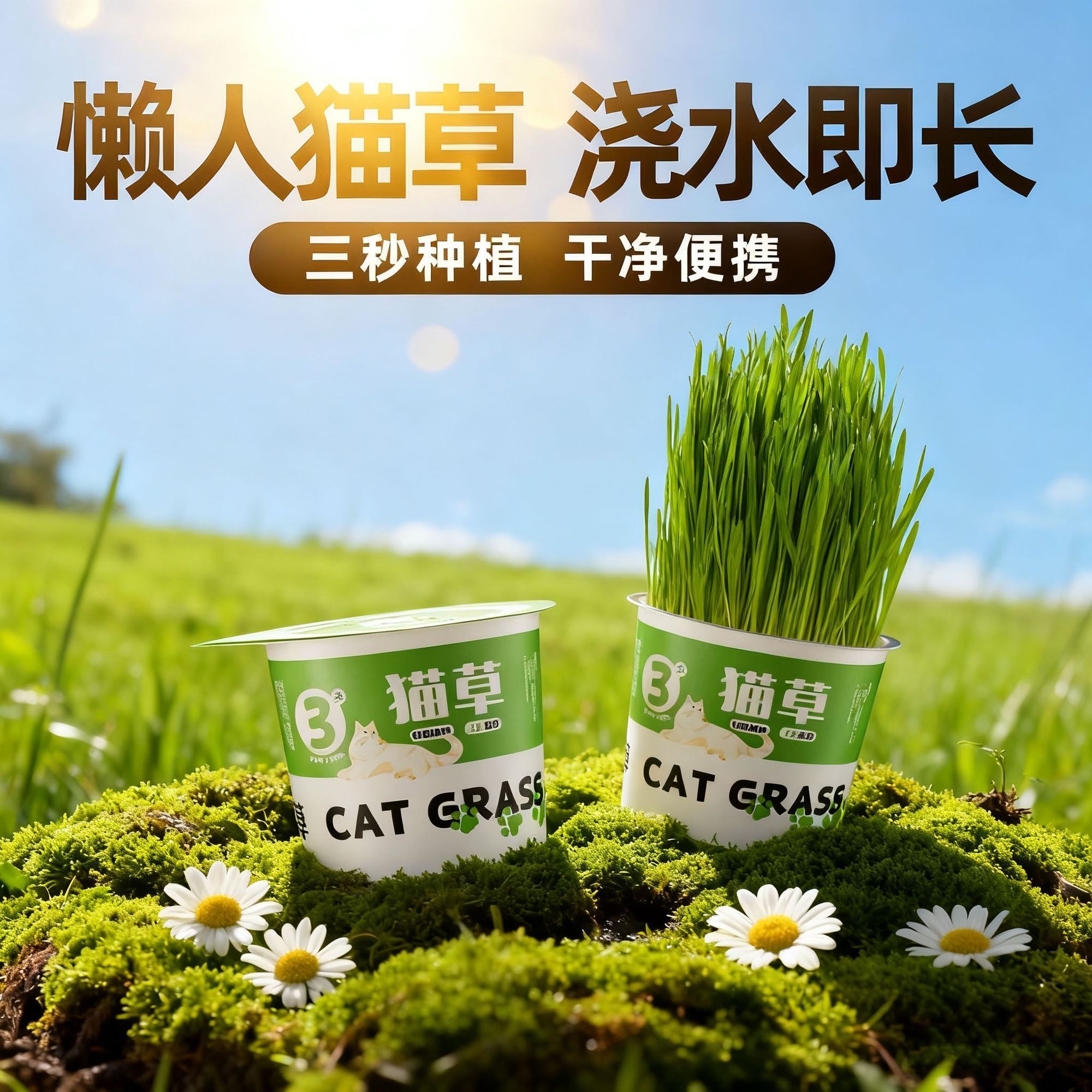 懒人泡面猫草盆栽猫草种子无土水培天然种植化毛磨牙洁齿猫咪零食