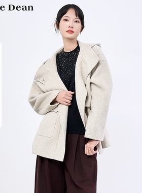 【商场同款】黛芙迪恩宽松格子绵羊毛呢大衣外套24秋冬新款 11837